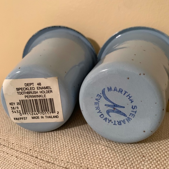 Martha Stewart NEW 4 Piece Speckle Enamel Bathroom Accessory Set Periwinkle Blue - Picture 12 of 12